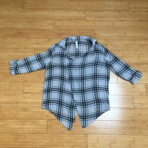 EUC Aéropostale Gray Lightweight Plaid Open-Front Cardigan